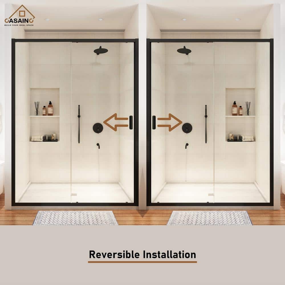 Matte Black 48" x 72" Framed Single Sliding Shower Door