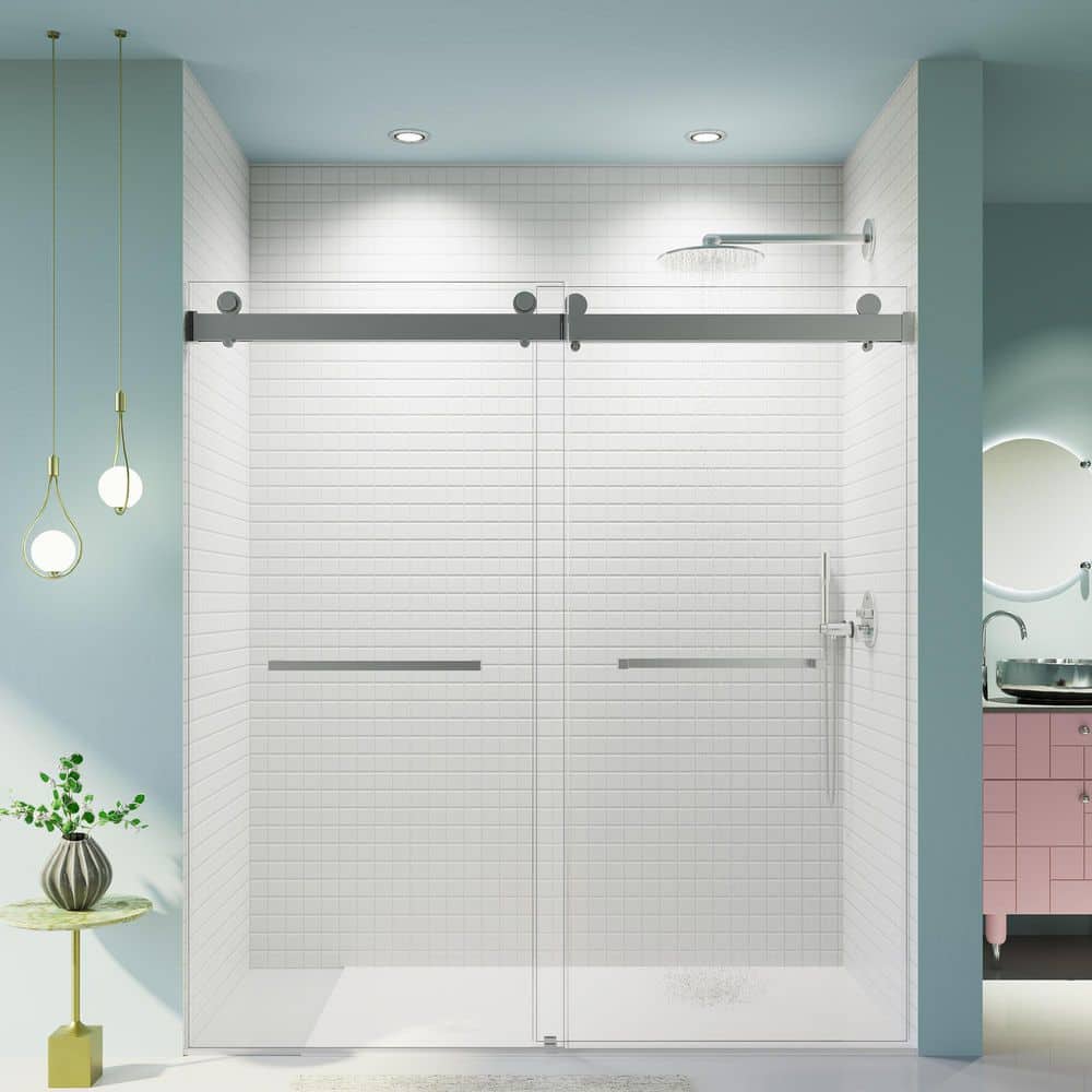 68 72 in. x 76 in. Frameless Double Sliding Soft Close Shower Door, 3/8 in Thick SGCC Tempered Glass Door, Chrome price history on PriceWatchPro