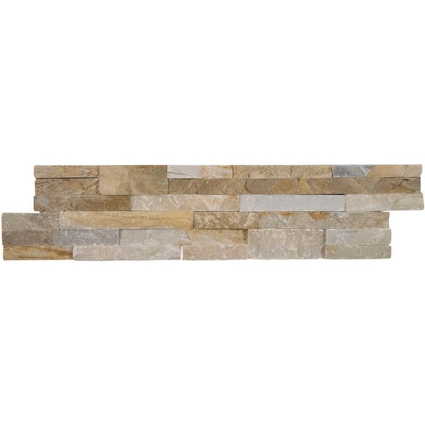 MSI Golden Honey Pencil Ledger Panel 6 in. x 24 in. Splitface Quartzite Wall Tile (30 cases/240 sq. ft./Pallet)