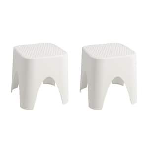 Mallorca White Rattan Top Stackable Outdoor Side Table (2-Pack)