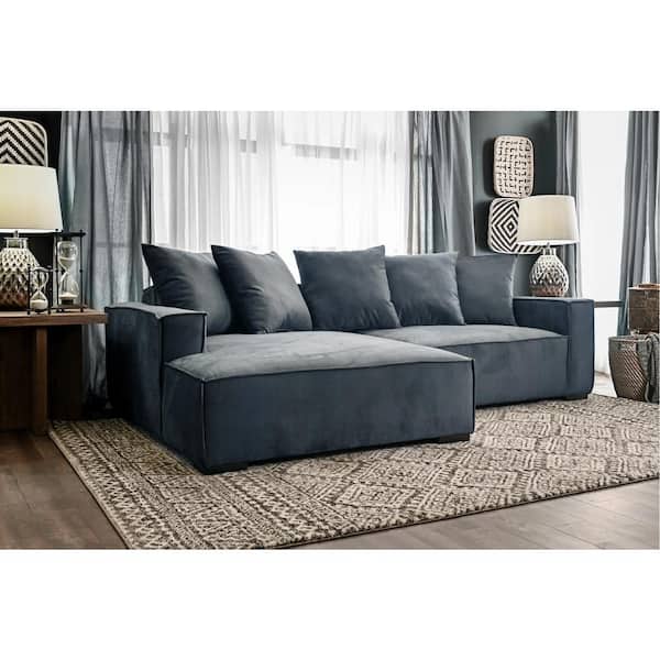 Monland 108 in. Square Arm Polyester Upholstered L-Shaped Chaise Sofa Oversized Deep-Seated 2-Piece Sectional Sofa in. Grey