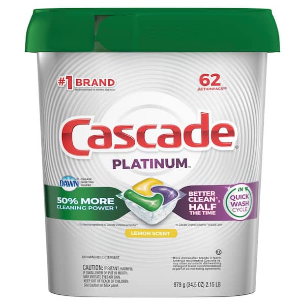 Cascade Platinum ActionPacs with Dawn Lemon Scent Dishwasher Detergent (62-Count)