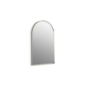 Essential 20 in. X 32 in. Arch Framed Bathroom Vanity Mirror in Brushed Nickel