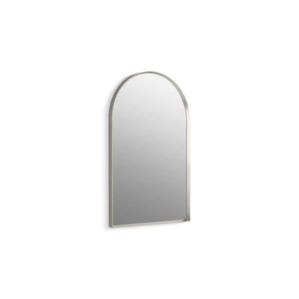 KOHLER Essential 20 in. X 32 in. Arch Framed Bathroom Vanity Mirror in Brushed Nickel