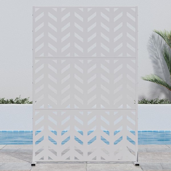 Lirago 72 in. H x 47 in. W White Outdoor Metal Privacy Screen Garden Fence