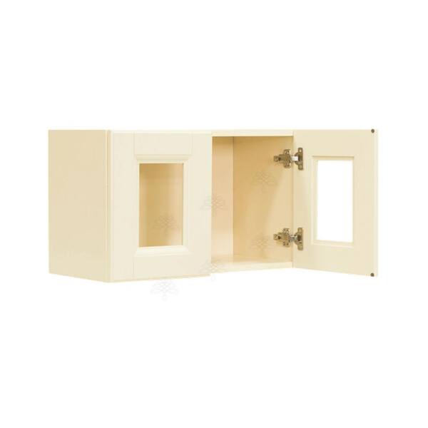 LIFEART CABINETRY Oxford Assembled 18 in. x 36 in. x 12 in. Wall Mullion Raised-Panel Door Cabinet with 2 Shelves in Creamy White