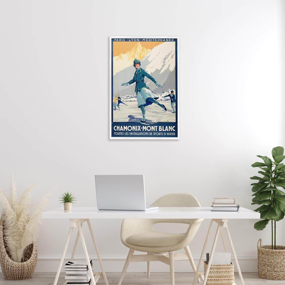 Vintage Ice Skating Advertisement by Marcus Jules White Framed People Giclee Art Print 30 in. x 20 in. price history on PriceWatchPro