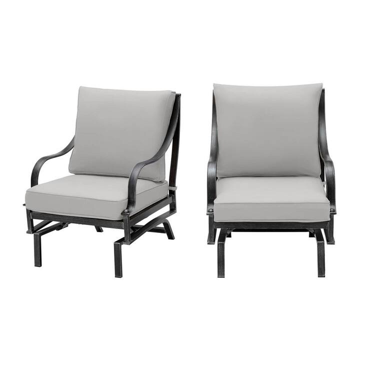 Hampton Bay Highland Point Black Pewter Aluminum Outdoor Patio Rocking ...