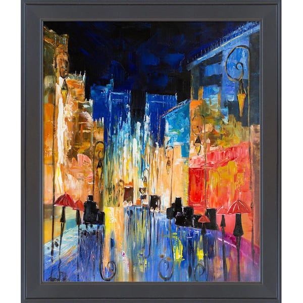 LA PASTICHE Street Reproduction by Justyna Kopania Gallery Black Framed Architecture Oil Painting Art Print 24 in. x 28 in.