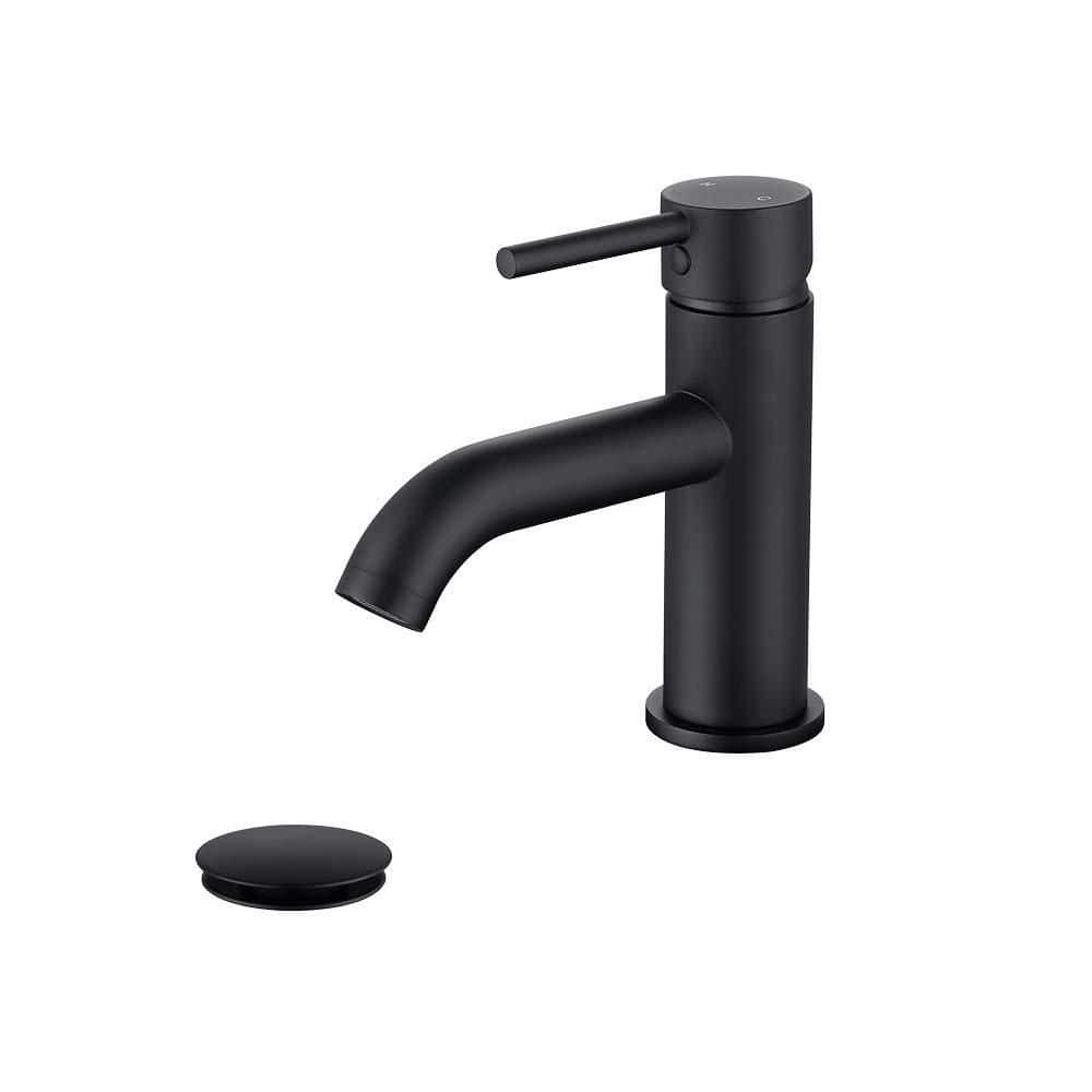 1-Piece Single Handle Bathroom Faucet in Matte Black, Sink Faucet Set with Metal Drain Assembly and Escutcheon price history on PriceWatchPro