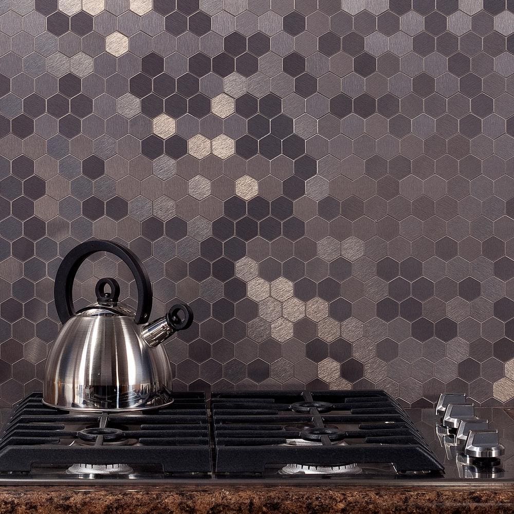 Honeycomb Stainless Steel Peel and Stick Backsplash Tiles