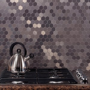 Honeycomb Matted 12 in. x 4 in. Brushed Stainless Metal Decorative Tile Backsplash (1 sq. ft.)