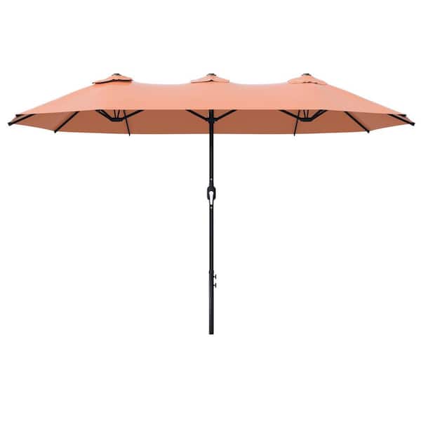 12.5 ft. x 6.6 ft. Market Double Sided Umbrella Outdoor Patio Umbrella Twin Umbrellas in Pink