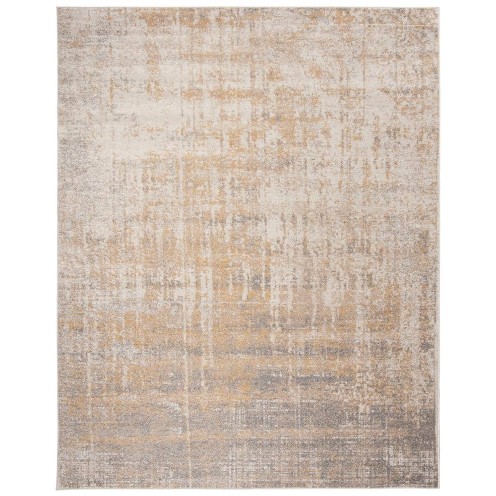 Gray and Gold 9' x 12' Synthetic Rectangular Area Rug