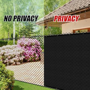 8 ft. x 50 ft. Heavy-Duty PLUS Black Privacy Fence Screen Mesh Fabric with Extra-Reinforced Grommets for Garden Fence