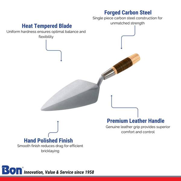Bon Tool 9-1/2 in. Narrow London Forged Brick Trowel with Leather