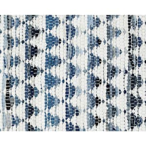 Denim Blue and White 2 ft. x 5 ft. Jute Geometric Area Rug Runner Rug