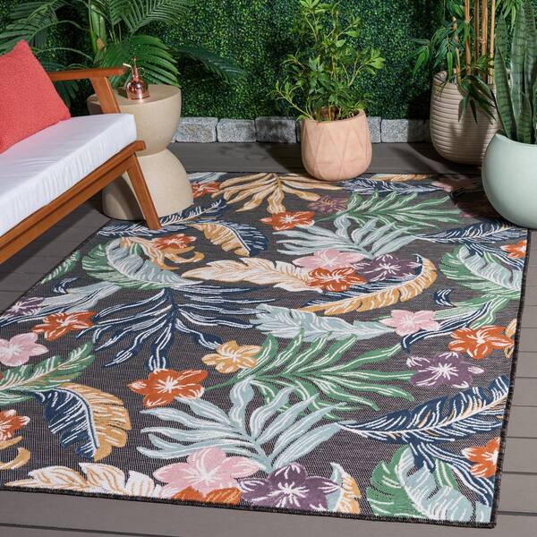Cabana 5 x 8 Black/Multi Floral Area Rug