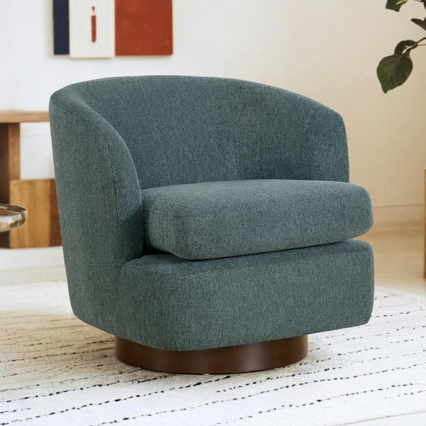 Spruce & Spring Minerva Sage Green Fabric Swivel Arm Chair Modern Accent Chair with Removable Thick Cushion for Living Room and Bed Room