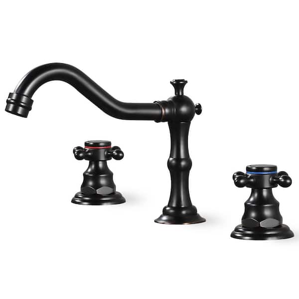 AKLFGN Double Handle 8 in. Widespread Bathroom Faucet 3 Hole Waterfall Bathroom Sink Faucet in Oil Rubbed Bronze