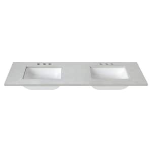 61 in. W x 22 in. D Cultured Marble Rectangular Undermount Double Basin Vanity Top in Silver Stream