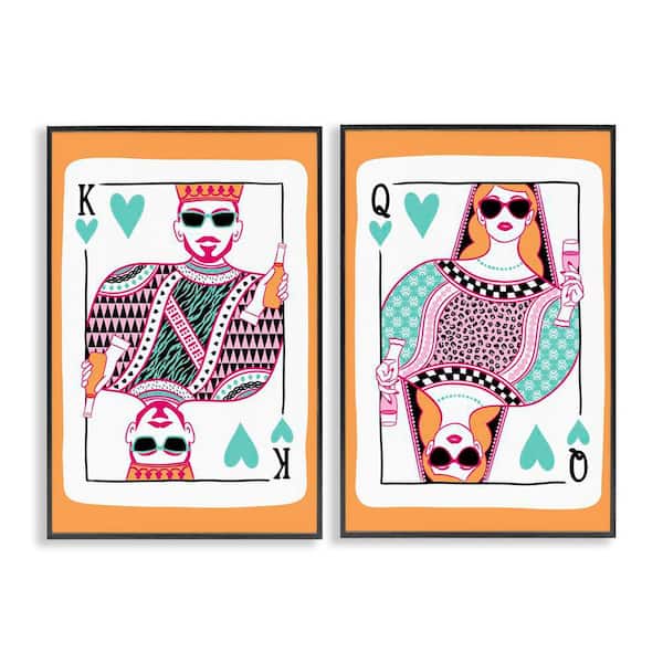 King and Queen of Hearts by JJ Design House LLC 2 Pieces Black Framed People Giclee Art Print 30 in. x 20 in.
