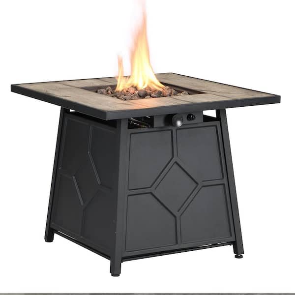 Deswan Auxence 30 In X 25 Square, Black Gas Fire Pit Table