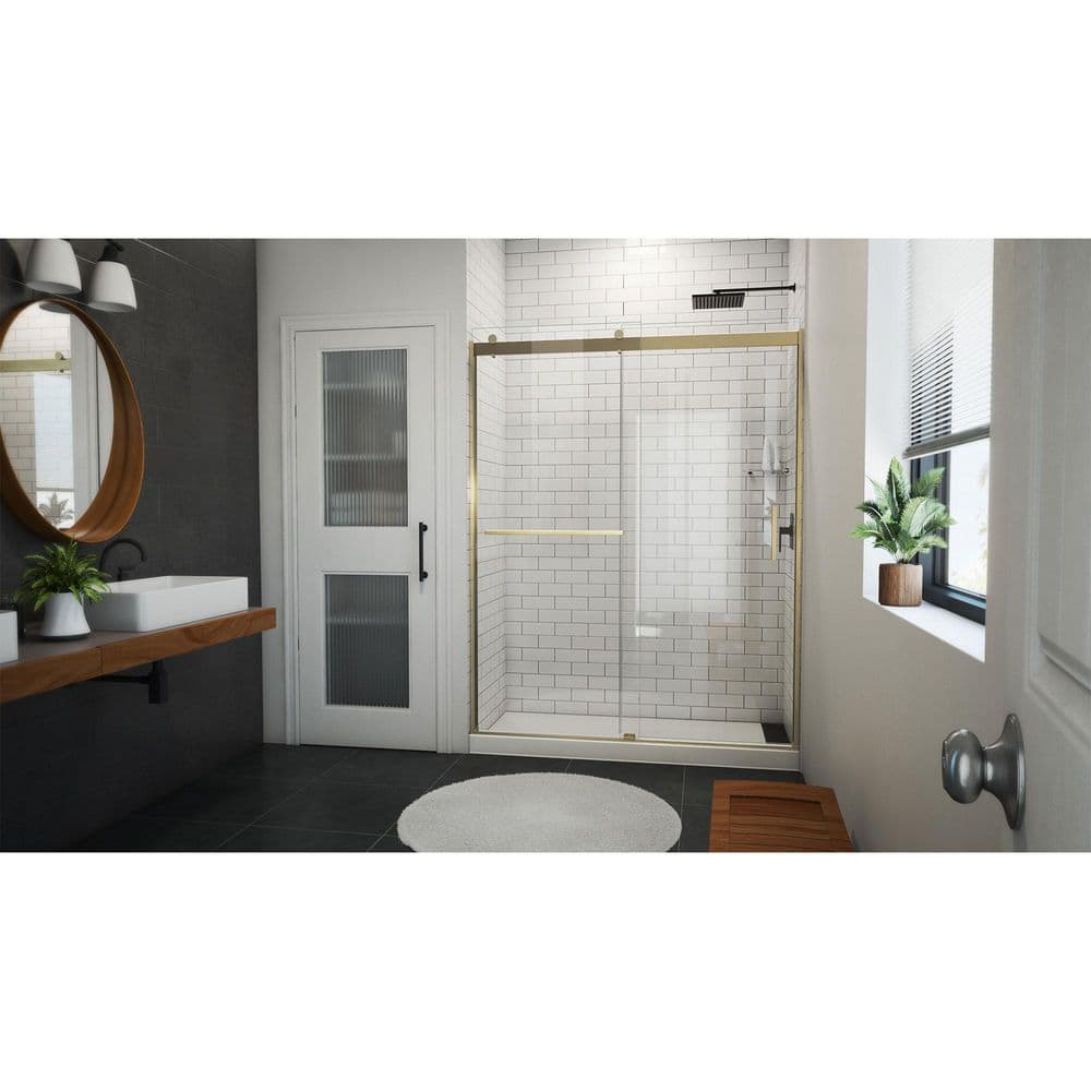 Sapphire-V 60" Gold and Clear Glass Frameless Shower Door