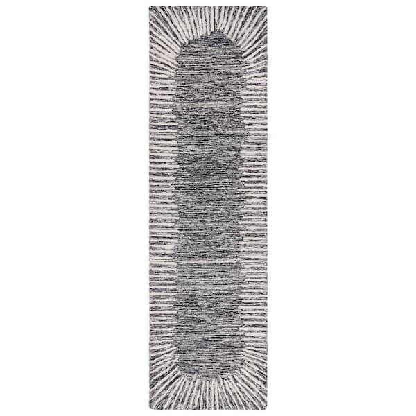 SAFAVIEH Abstract Black/Ivory 2 ft. x 8 ft. Marle Eclectic Runner Rug