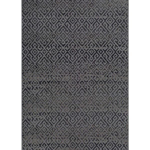 Monaco Pavers Black 2 ft. x 4 ft. Indoor/Outdoor Area Rug