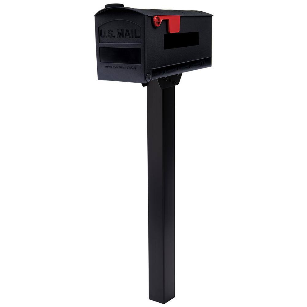 Patriot Medium Black Plastic Post Mount Mailbox