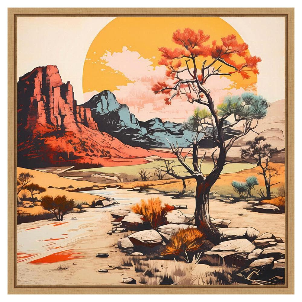 The Desert Path V Scenic Landscape Canvas Art with Maple Frame