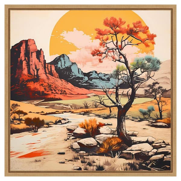 Amanti Art Desert Path V by Walker Noble 22 in. W x 22 in. H Canvas Wall Art Print Framed in Brown