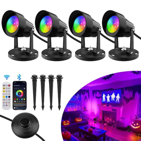 BIBIVIS 4-Pack 1600 Lumens Black Integrated LED Spotlights with