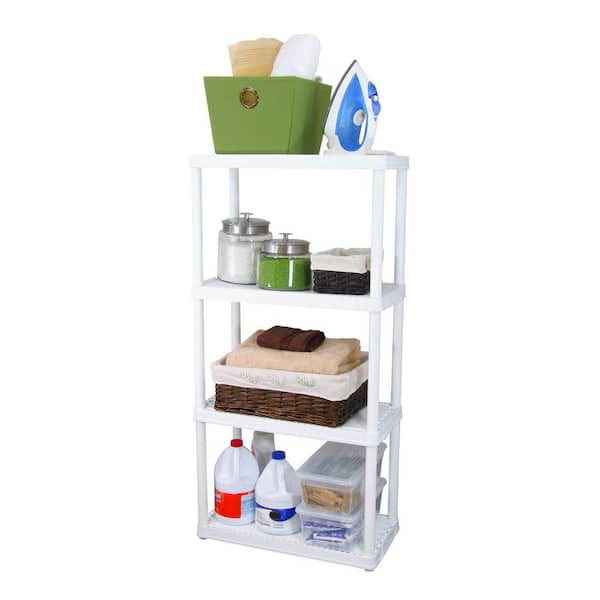 S AFSTAR 4 Tier Plastic Storage Shelf Rack Set of 2, 39-Inch Tall Floor  Storage Shelving with Drainage Holes, Plastic Narrow Shelves for Small  Space
