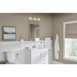 Truitt 23.25 in. 3-Light Brushed Nickel Modern Transitional Vanity with 4-Piece Bathroom Hardware Accessory Kit