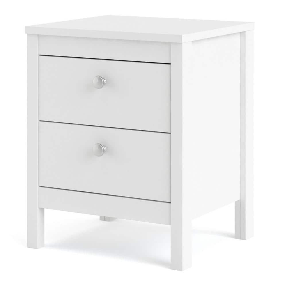 White 2-Drawer Modern Nightstand with Foil Finish