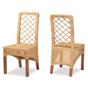 Natural Brown and Walnut Brown Dining Chair (Set of 2)