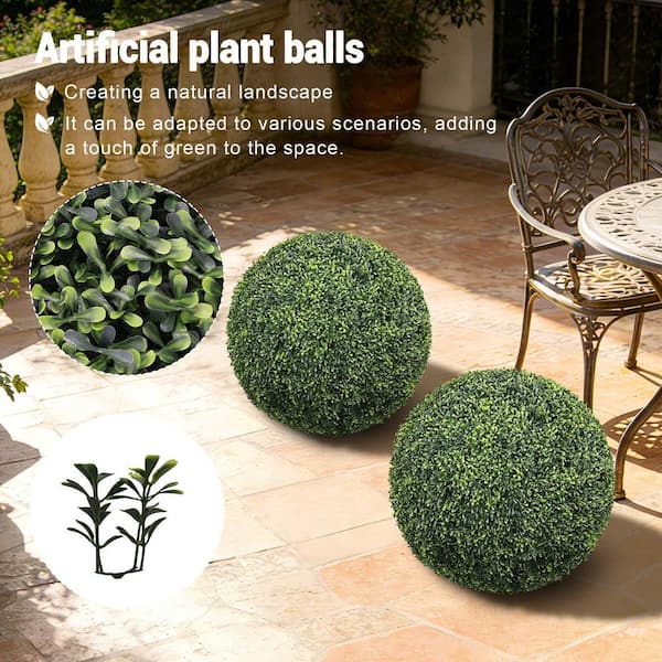 22.4 in. Artificial Topiary Balls Outdoor Faux Boxwood Plants