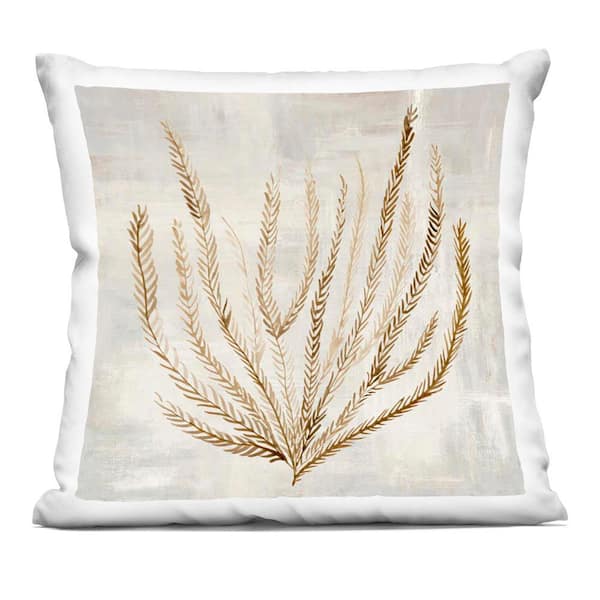 Beige Tide Coral Beige Abstract Zipper Polyester 18 in. X 18 in. Throw Pillow