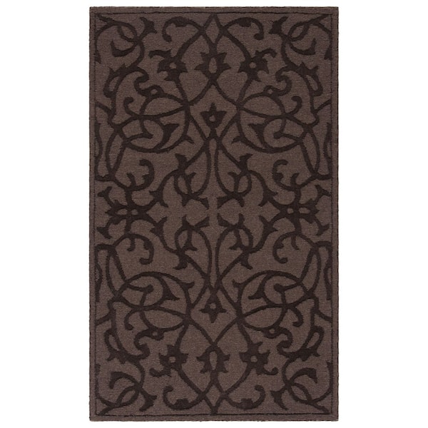 SAFAVIEH Impressions Brown Doormat 3 ft. x 5 ft. Border Floral Solid Color Geometric Area Rug