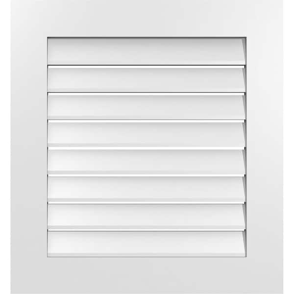 Ekena Millwork 26 in. x 28 in. Vertical Surface Mount PVC Gable Vent: Functional with Standard Frame