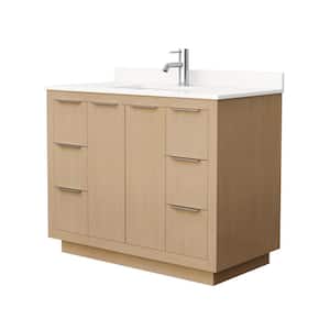 Maroni 42 in. W x 22 in. D x 33.75 in. H Single Bath Vanity in Light Straw with White Quartz Top