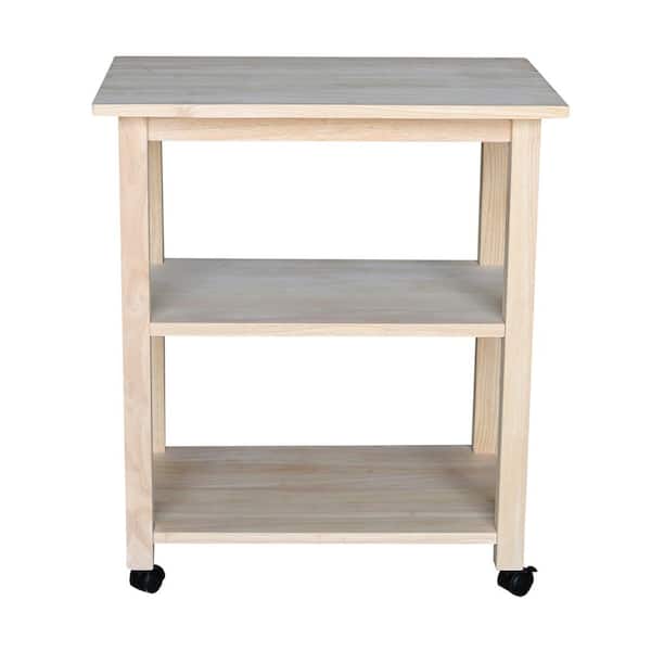 Unfinished Microwave Cart with Shelves