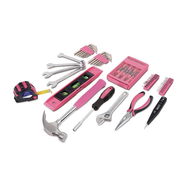 53-Piece Home Tool Kit with Tool Box in Pink