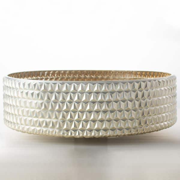 Zeus & Ruta 15.55 in. Crystal Glass Circular Vessel Bathroom Sink in Gold