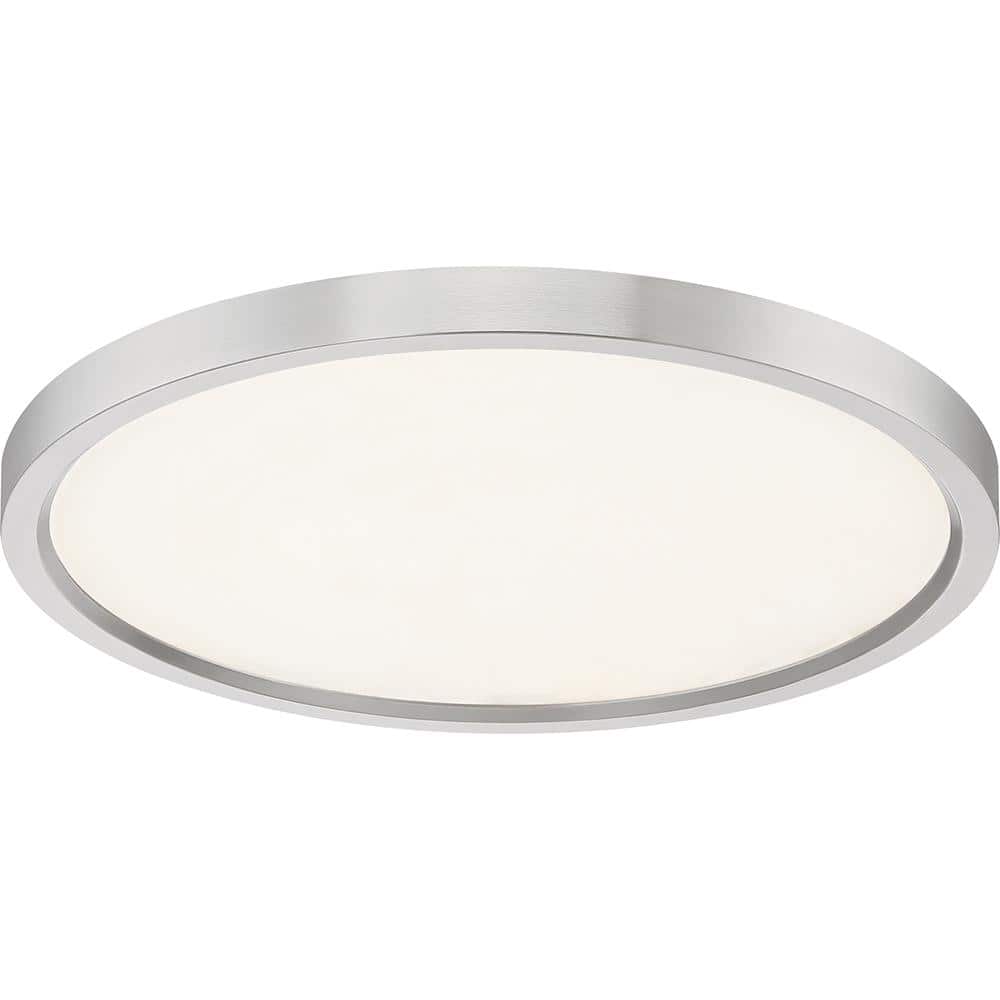 Sleek 15" Brushed Nickel LED Flush Mount with White Acrylic Shade