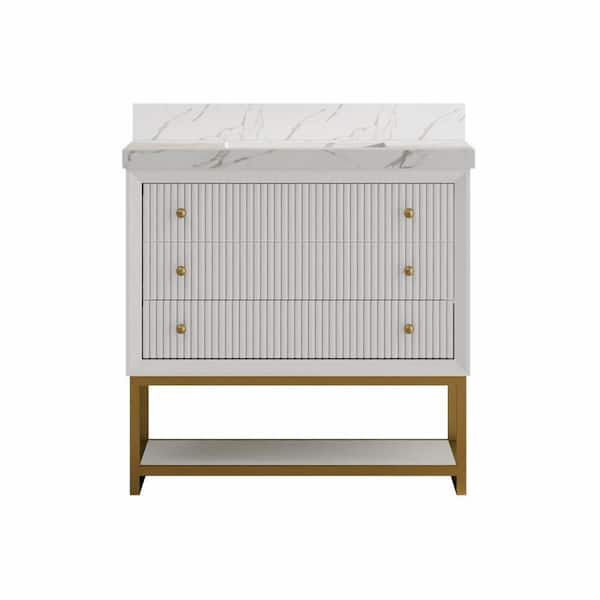 Wilton 36 in. Single Sink Freestanding White Bath Vanity with White Cultured Marble Top Assembled