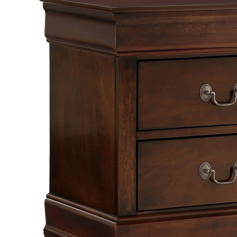 Brown Cherry Traditional Wood 2-Drawer Nightstand