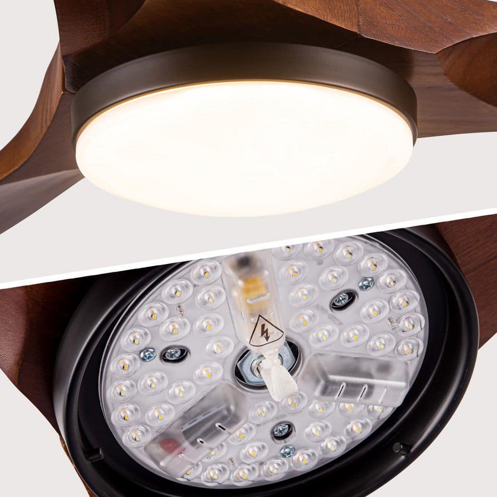 AuraVista 52-Inch Black and Medium Red Oak Ceiling Fan with LED Light and Remote